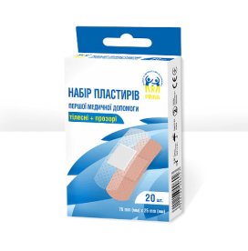 Набор пластырей первой помощи Pinna прозрачные и телесные 20 шт.